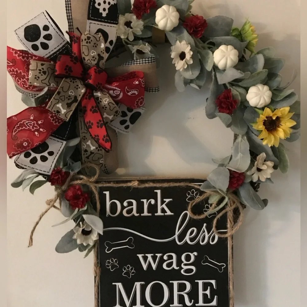 Dog Wreath Bark Less Dog Wreath Hand Crafted Bark Less Way More